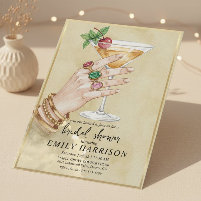 Convite Elegant Cocktail Bridal Shower Invitation Art (Criador carregado)