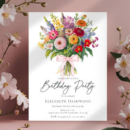 Convite Elegant Colorful Garden Flowers Bouquet Birthday
