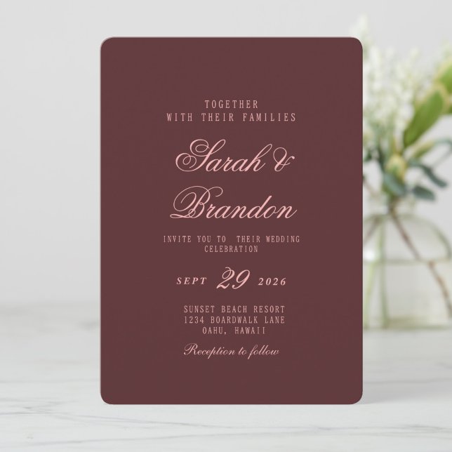 Convite Elegant Colorful Minimal Script Wedding Invitation (Criador carregado)