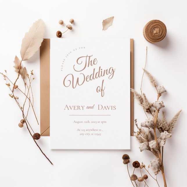 Convite Elegant Copper Script Wedding Invitation (Criador carregado)