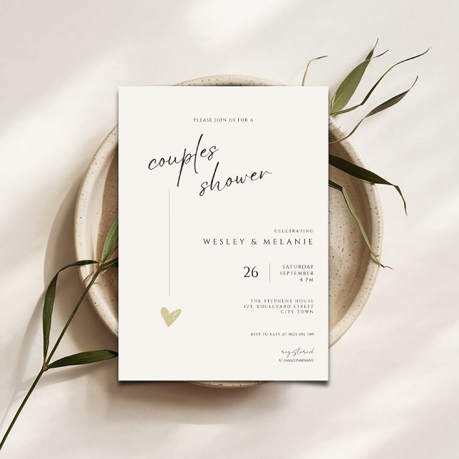 Convite Elegant Couples Shower Calligraphy Typo Wedding  (Criador carregado)