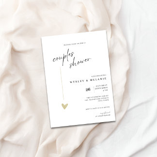 Convite Elegant Couples Shower Calligraphy Typo Wedding