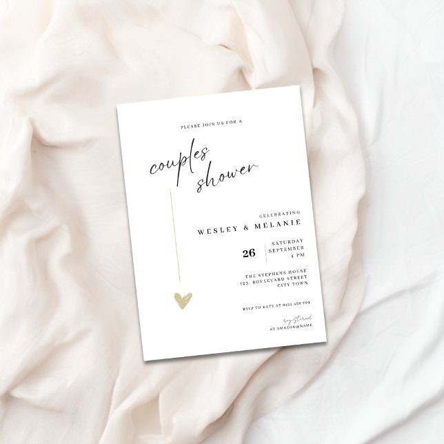 Convite Elegant Couples Shower Calligraphy Typo Wedding  (Couples shower Elegant Wedding Invitation)