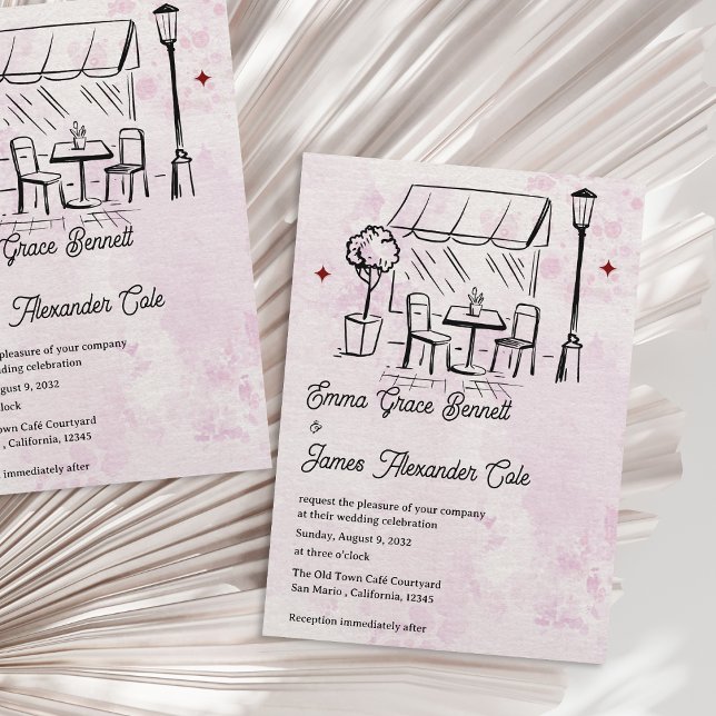 Convite Elegant Courtyard Bistro Theme Romantic Wedding (Elegant Courtyard Bistro Theme Romantic Wedding Invitation)