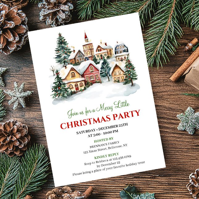 Convite Elegant cozy holiday scene Christmas dinner invite (Elegant cozy holiday scene Christmas dinner invitation)