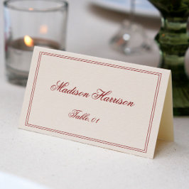 Convite Elegant Cream and Burgundy Wedding Place Card DIY