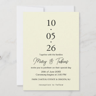 Convite Elegant Creamy White Minimalist Wedding