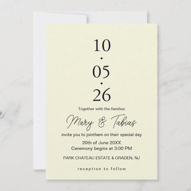 Convite Elegant Creamy White Minimalist Wedding (Frente)