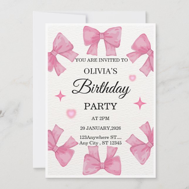 Convite Elegant Custom Birthday Invitation | Modern Person (Frente)