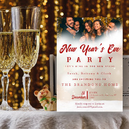 Convite Elegant Custom Photo New Year’s Eve Party