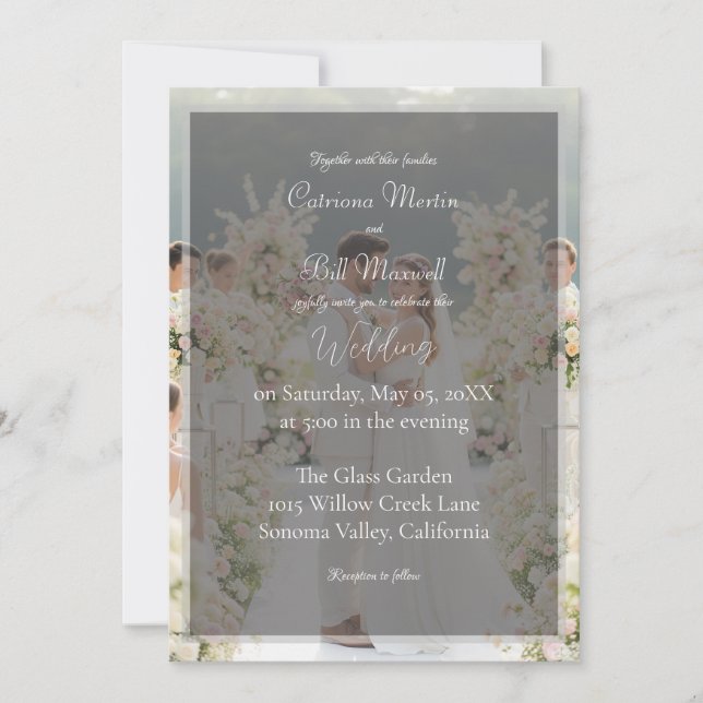 Convite Elegant Custom Photo Wedding Invitation (Frente)
