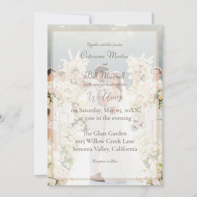 Convite Elegant Custom Photo Wedding Invitation (Frente)
