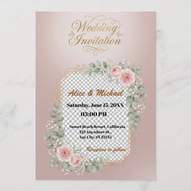 Convite Elegant Custom Wedding Invitation – Minimalist (Frente)