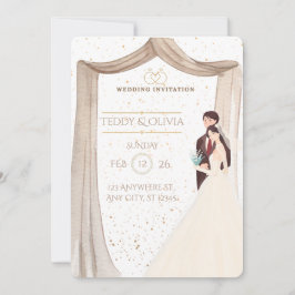 Convite Elegant Custom Wedding Invitation - Romantic Bride