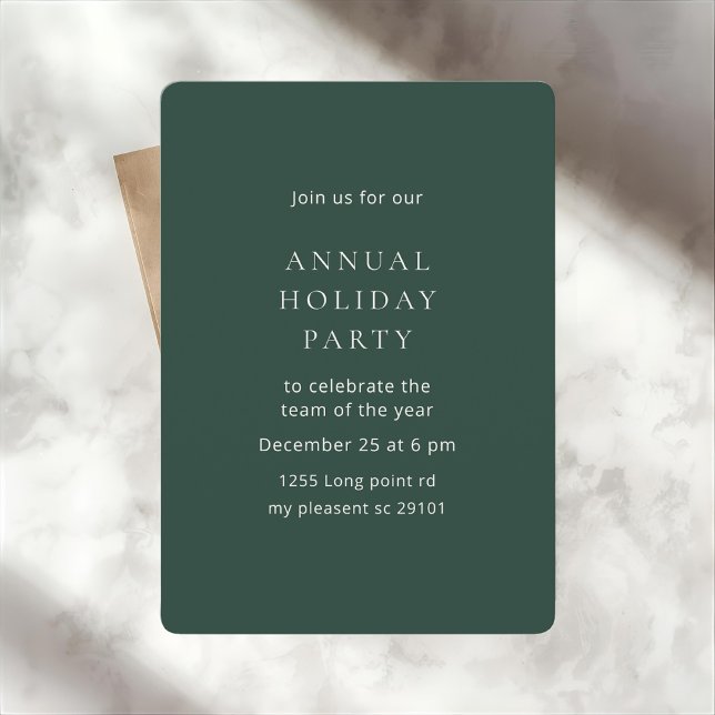 Convite Elegant Dark Green Annual Holiday Party (Criador carregado)