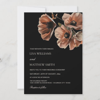 Convite Elegant Dark Moody Blush Flowers | Photo Wedding