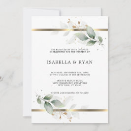 Convite ELEGANT Deixa Foliage Dourada Watercolor WEDDING I
