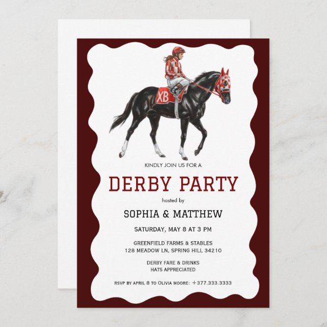 Convite Elegant Derby Party Horse Racing Invitation (Frente/Verso)