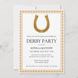 Convite Elegant Derby Party Invitation with Gold Horseshoe