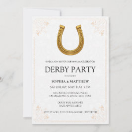Convite Elegant Derby Party Invitation with Gold Horseshoe