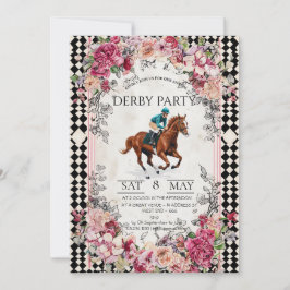 Convite Elegant Derby Party Invitation with Horse Racing I