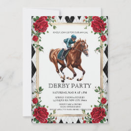 Convite Elegant Derby Party Invitation with Horse Racing I