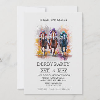 Convite Elegant Derby Party Invitation with Horse Racing I