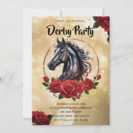 Convite Elegant Derby Party Invitation with Roses and Hors
