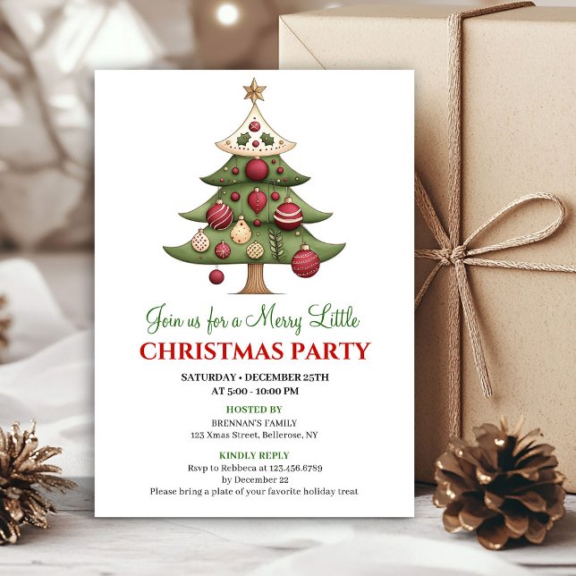 Convite Elegant designer Christmas tree Christmas invites (Elegant designer Christmas tree Christmas gathering)