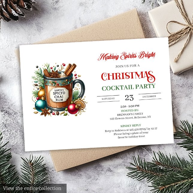 Convite Elegant digital holiday cocktails party invitation (Elegant digital holiday cocktails party invitation

)