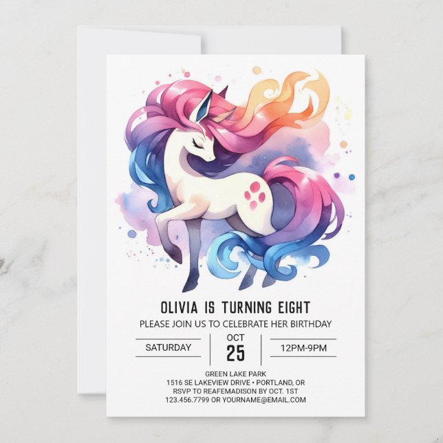 Convite Elegant Digital Horse Birthday (Frente)