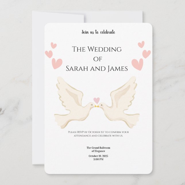 Convite Elegant Digital Wedding Invitations | Modern, Flor (Frente)