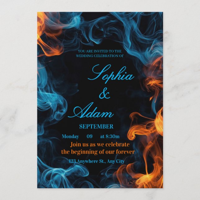 Convite Elegant Dual Flame Wedding Invitation (Frente)