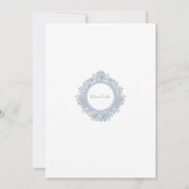 Convite Elegant Dusty Blue Floral Border Wedding Invitatio