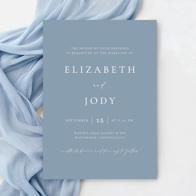 Convite Elegant Dusty Blue Simple Wedding Modern (Criador carregado)