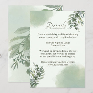 Convite Elegant Dusty Green Details Wedding Enclosure Card