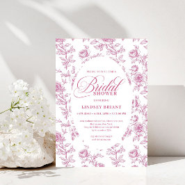 Convite Elegant Dusty Pink Toile Roses Bridal Shower