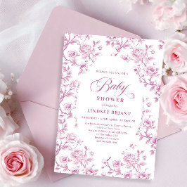 Convite Elegant Dusty Rose Floral Baby Shower Invitation