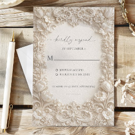 Convite Elegant Embossed Floral Wedding Response Cards