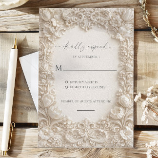 Convite Elegant Embossed Floral Wedding Response Cards