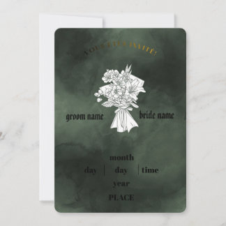 Convite Elegant Emerald Green & White Floral Wedding Invit