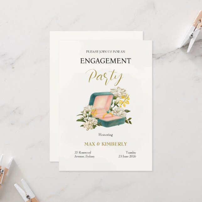 Convite Elegant Engagement Invitation (Frente/Verso In Situ)