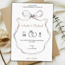 Convite Elegant engagement party invitation with a bow