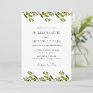 Convite Elegant Eucalyptus Greenery Wedding