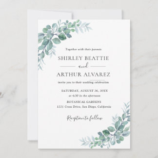 Convite Elegant Eucalyptus Greenery Wedding