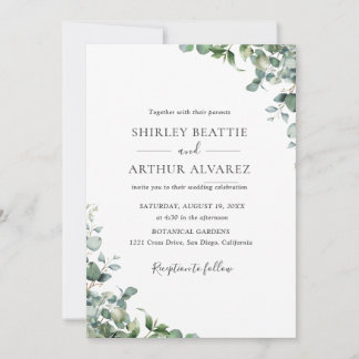 Convite Elegant Eucalyptus Greenery Wedding