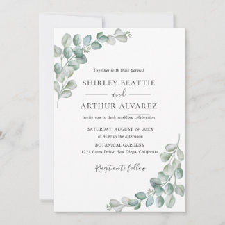 Convite Elegant Eucalyptus Greenery Wedding