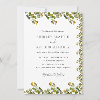 Convite Elegant Eucalyptus Greenery Wedding