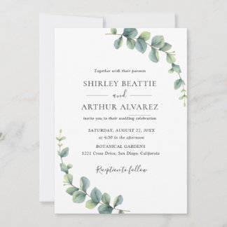 Convite Elegant Eucalyptus Greenery Wedding
