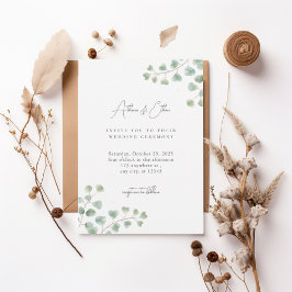 Convite Elegant Eucalyptus Greenery Wedding Invitation